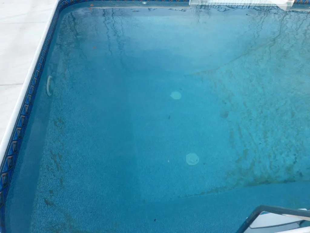 Water Force in the Deep End - Here you can see the dirt at the bottom of the pool being displaced by only the force of the water being pushed down by the Infusion Pool Returns.