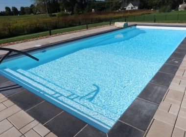 Monaco Fiberglass Pool with Stone Coping in Muskego WI 