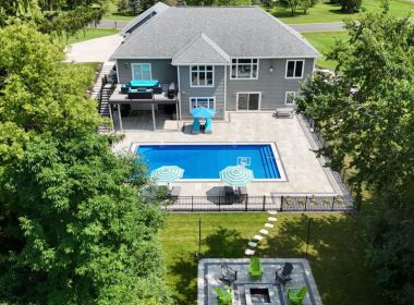 20x40 Rectangle Vinyl Liner Pool, 8' Deep with Diving Board and Stone Coping, Sussex WI