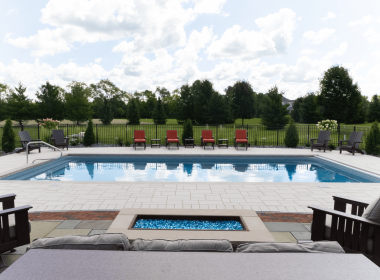 18x36 Rectangle Pool, 6' Deep with Fire Pit in Pewaukee WI