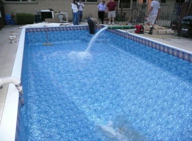 Rectangle Pool Liner Replacement with New Step