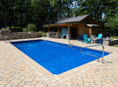 16x36 Rectangle, 6' Deep Vinyl Liner Pool with Stone Lid in Franklin WI