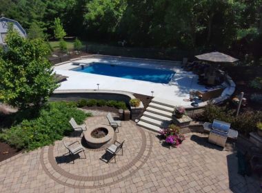 Waukesha Pool with Diving Board and Pavers