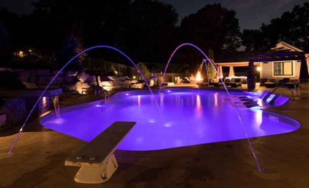 inground swimming pool LED and lighting water features